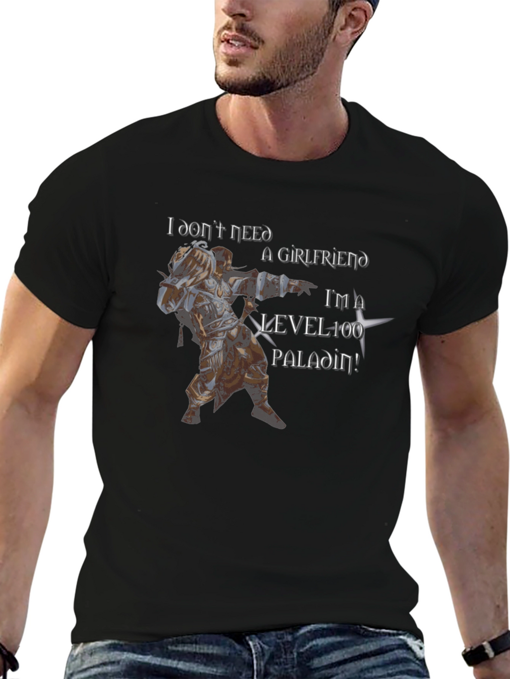 Level 100 Paladin Graphic Tee - Black