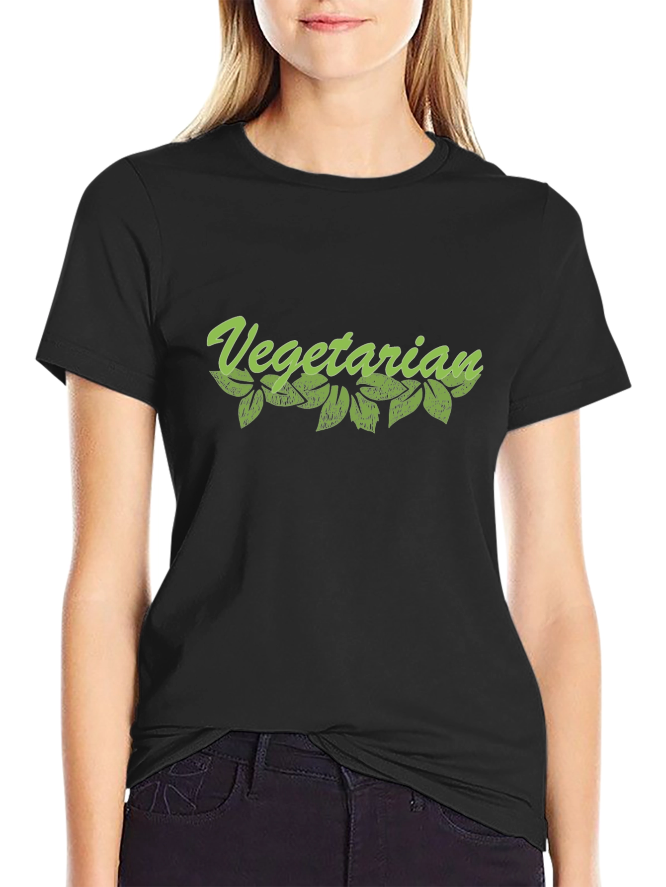Vegetarian Graphic Tee - Black Cotton T-Shirt