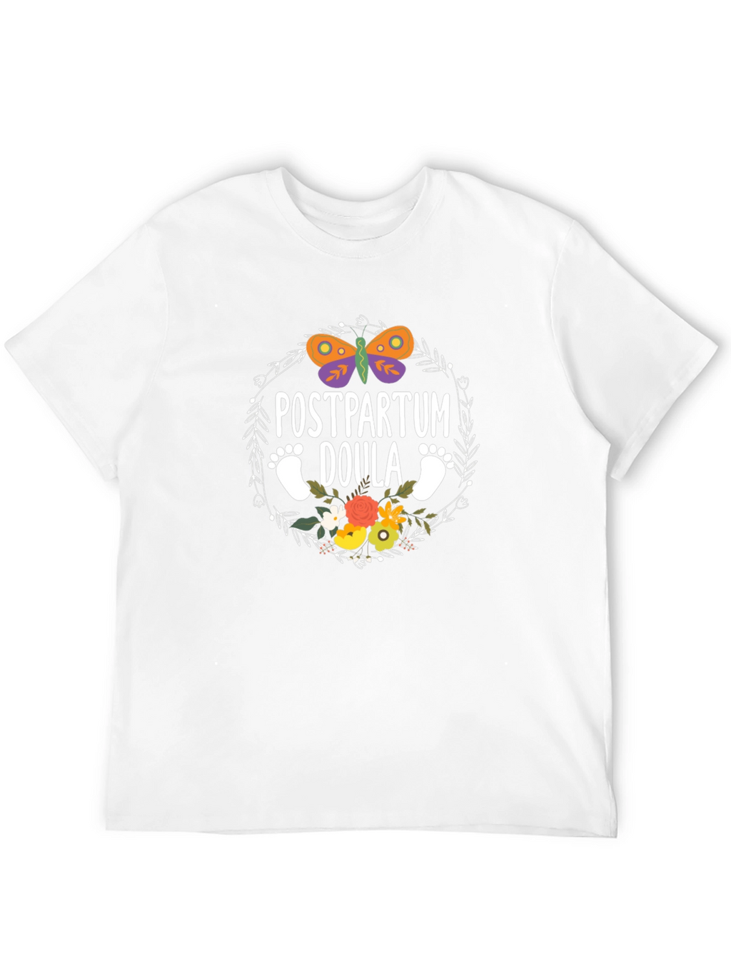 Postpartum Doula T-Shirt - Butterfly & Floral Design