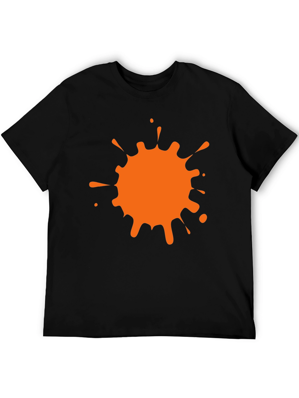 Black T-Shirt with Orange Paint Splatter