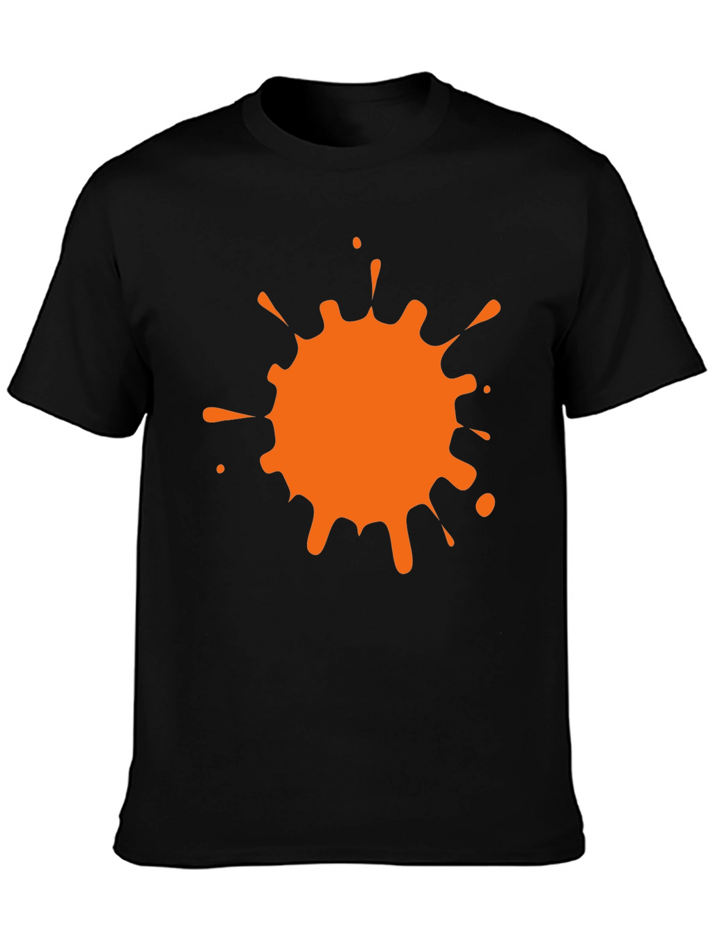 Black T-Shirt with Orange Paint Splatter