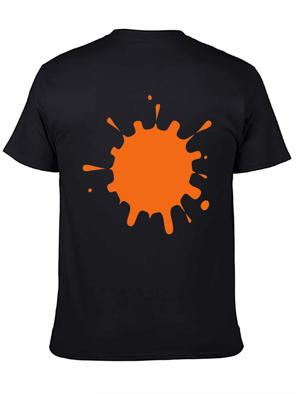 Black T-Shirt with Orange Paint Splatter
