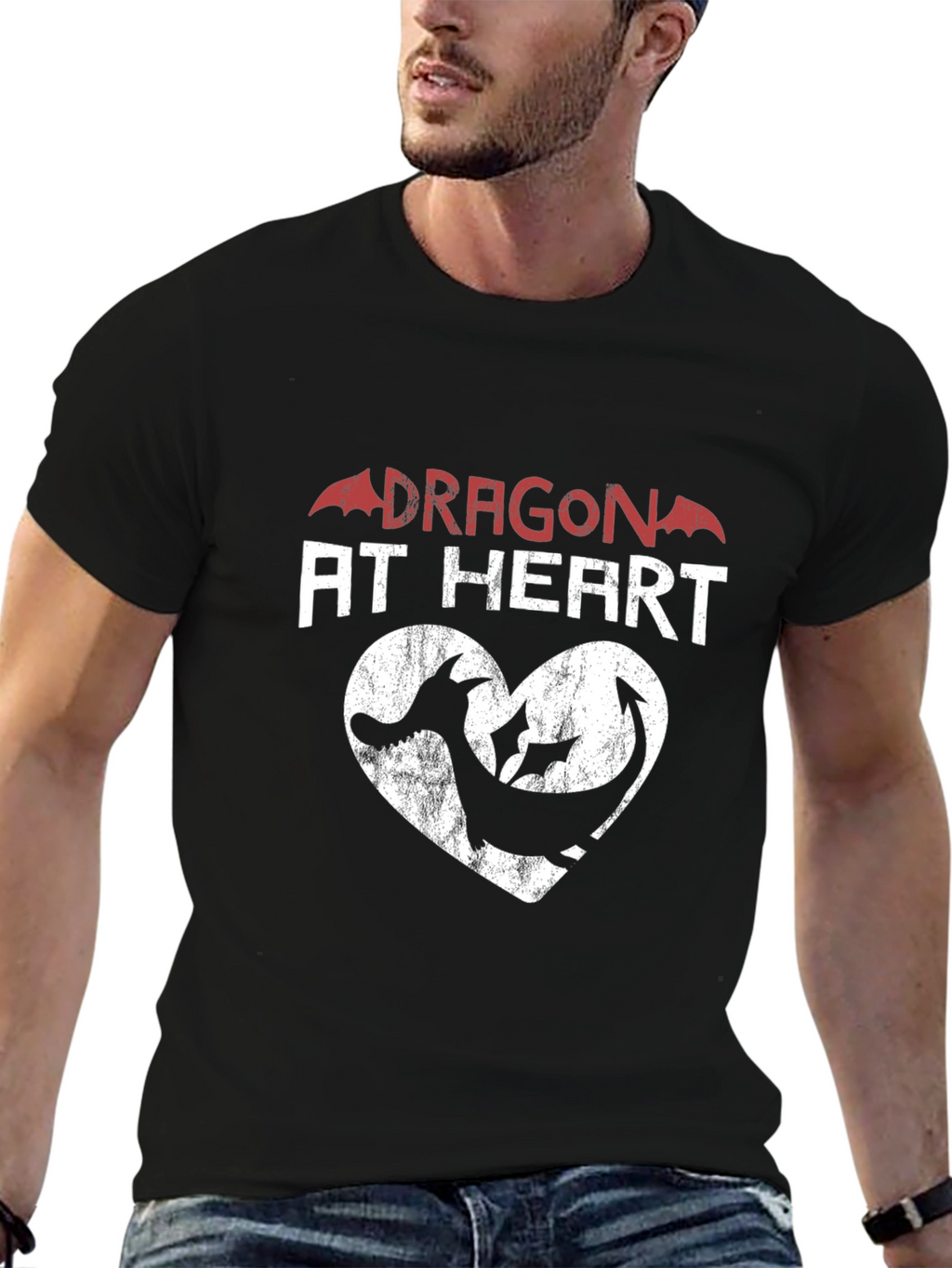 Dragon at Heart Graphic Print Tee - Black