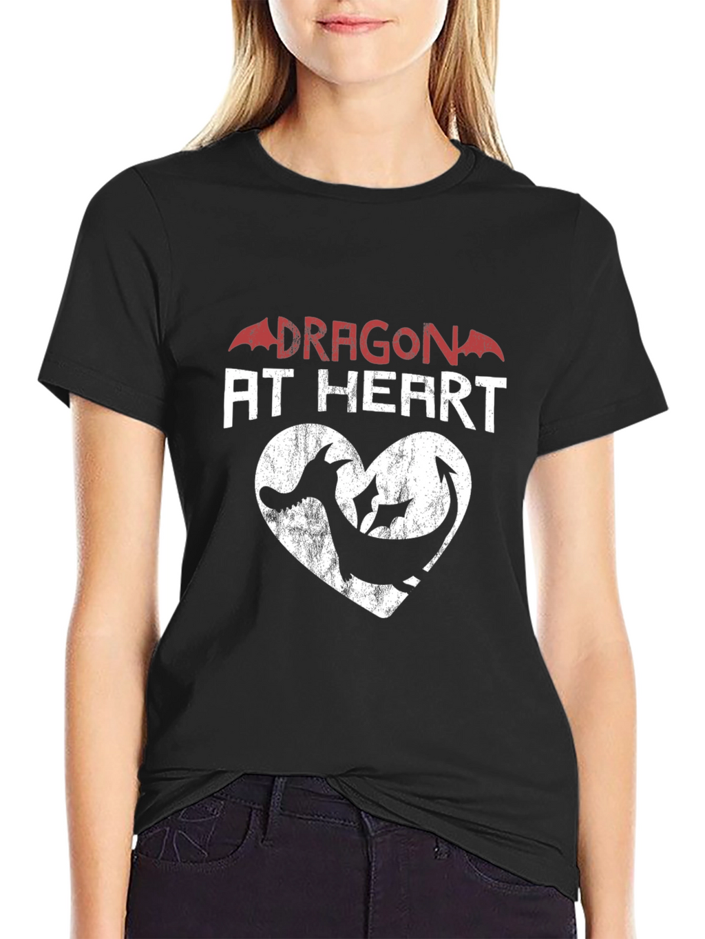 Dragon at Heart Graphic Print Tee - Black