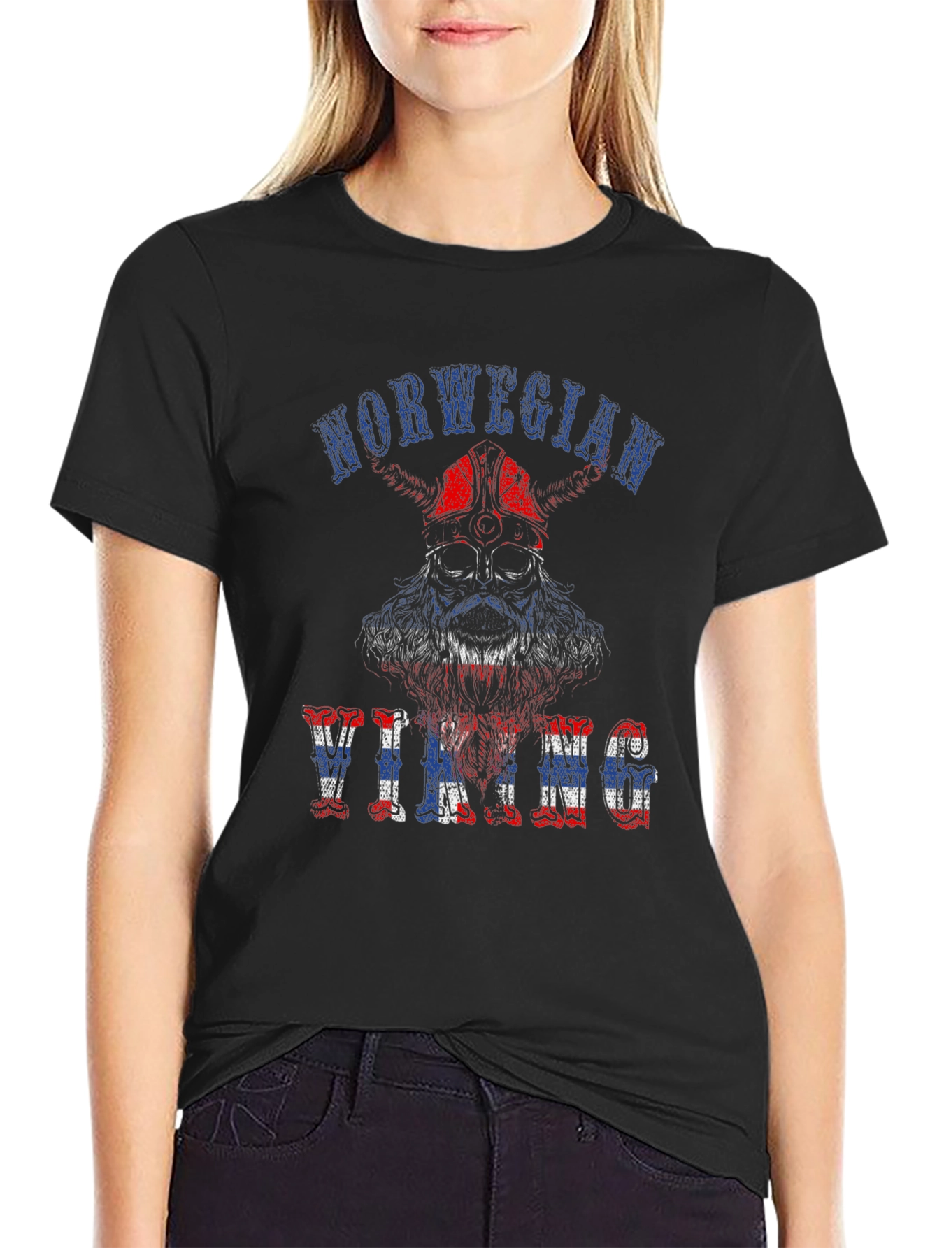 Norwegian Viking Graphic Print Black T-Shirt