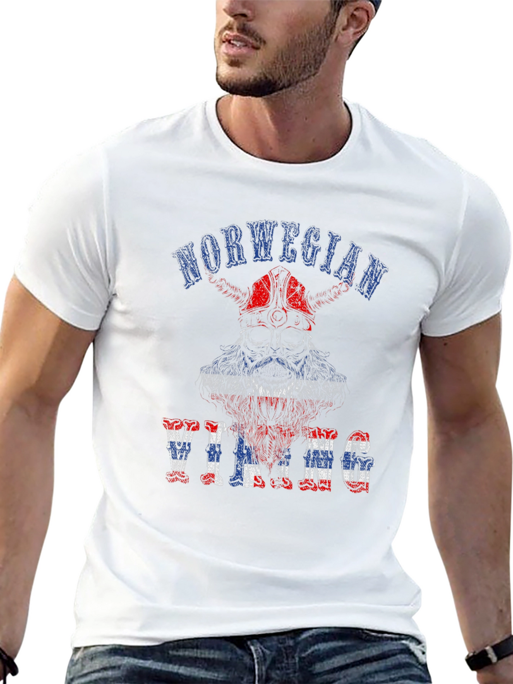 Norwegian Viking Graphic Print Black T-Shirt