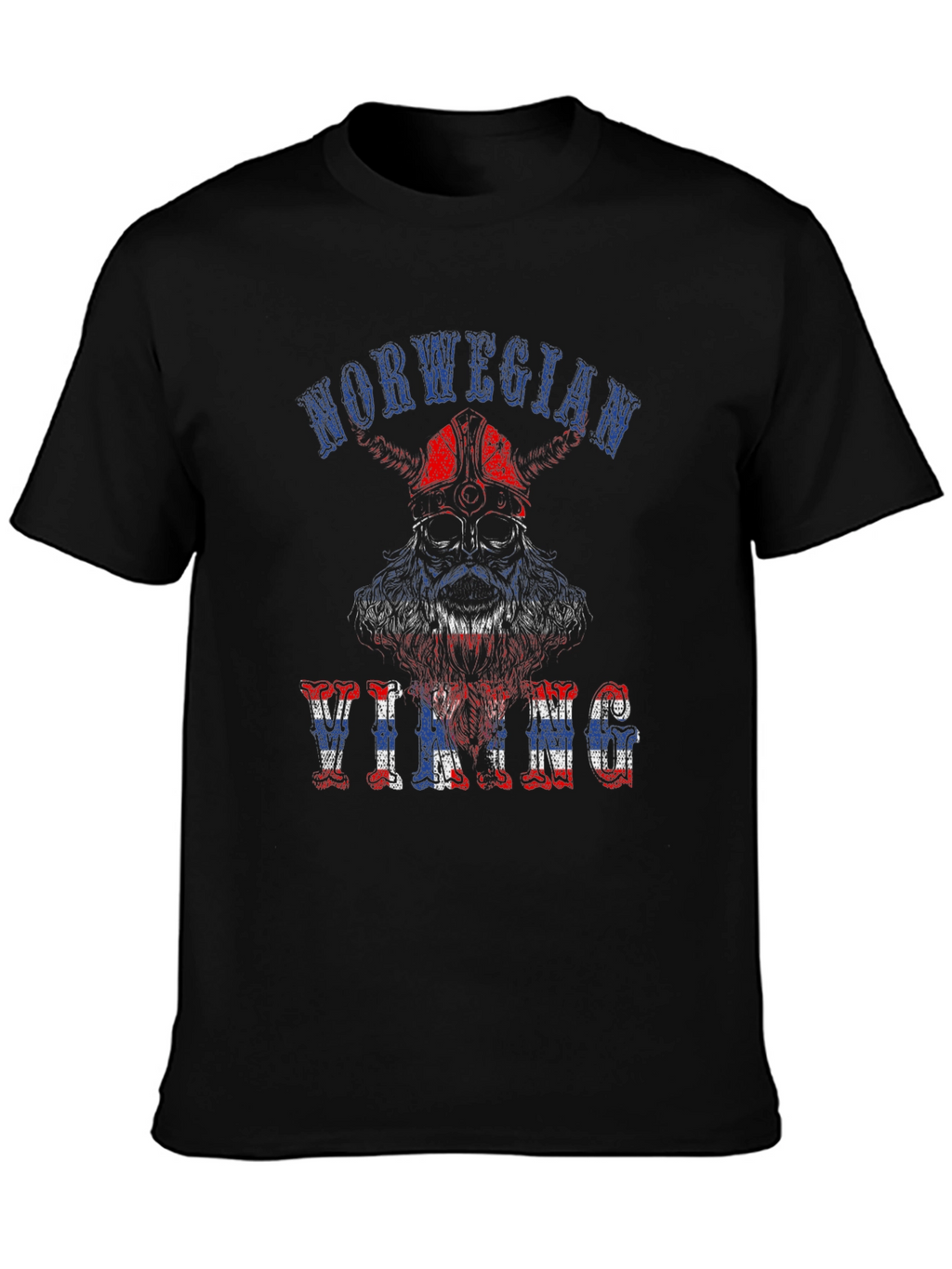 Norwegian Viking Graphic Print Black T-Shirt