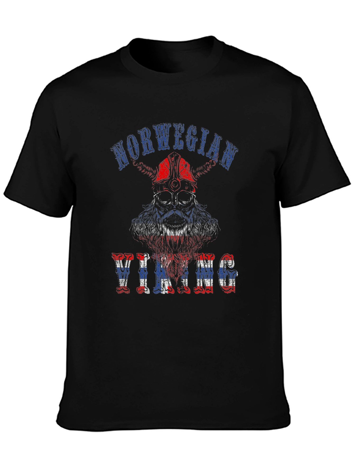 Norwegian Viking Graphic Print Black T-Shirt