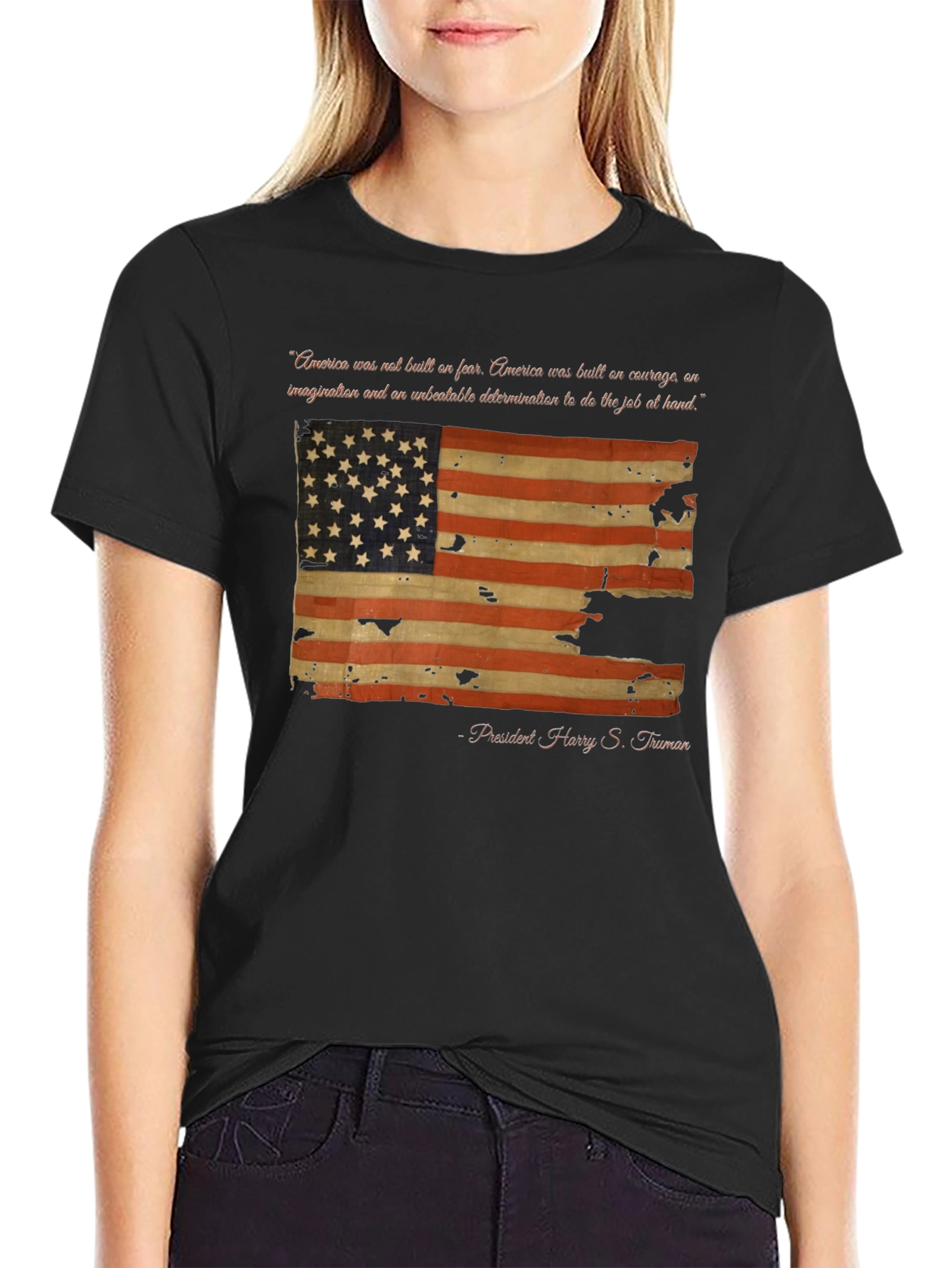 Vintage American Flag Truman Quote Graphic T-Shirt