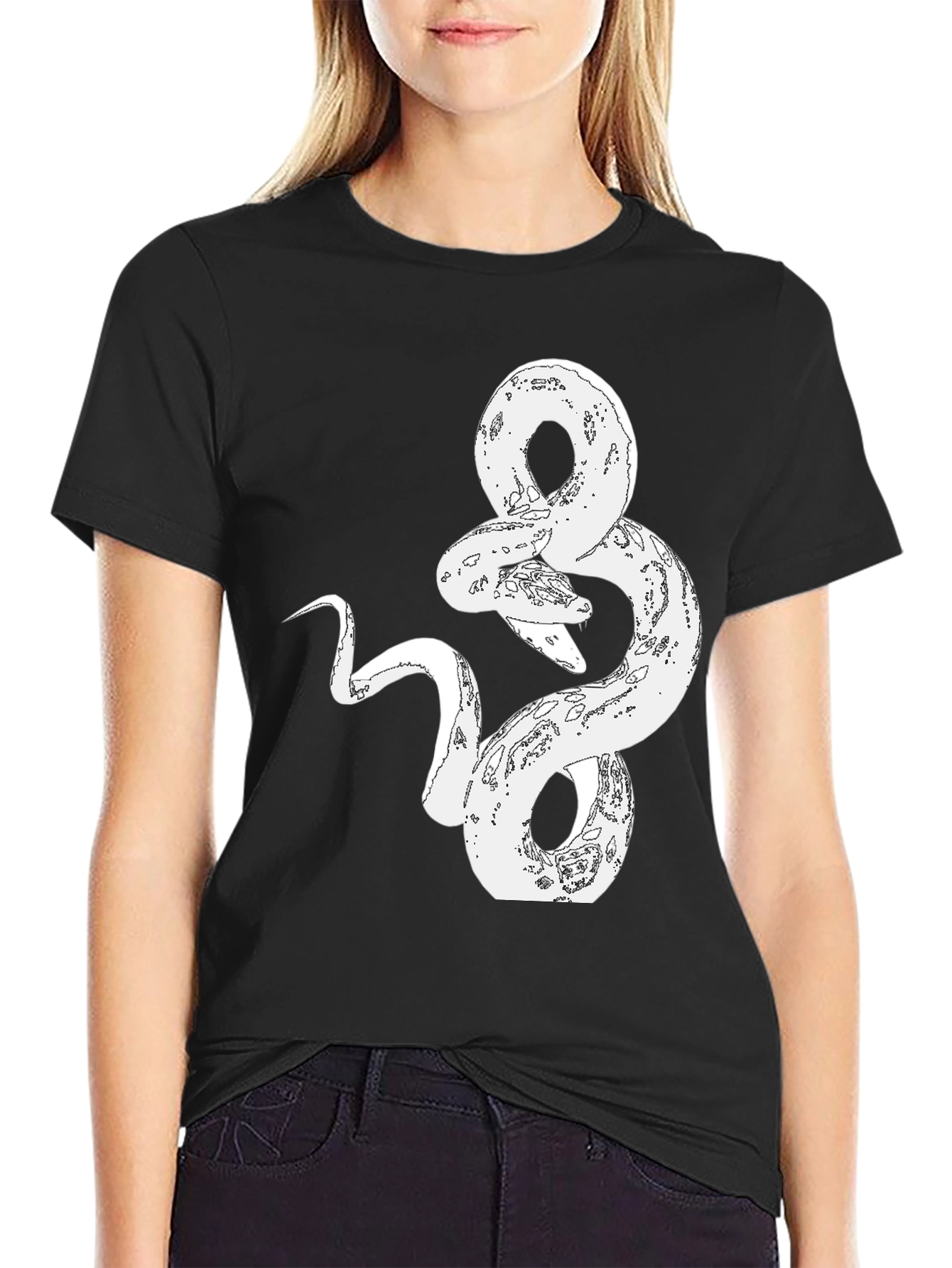 Snake Graphic Print Tee - Stylish Black T-Shirt