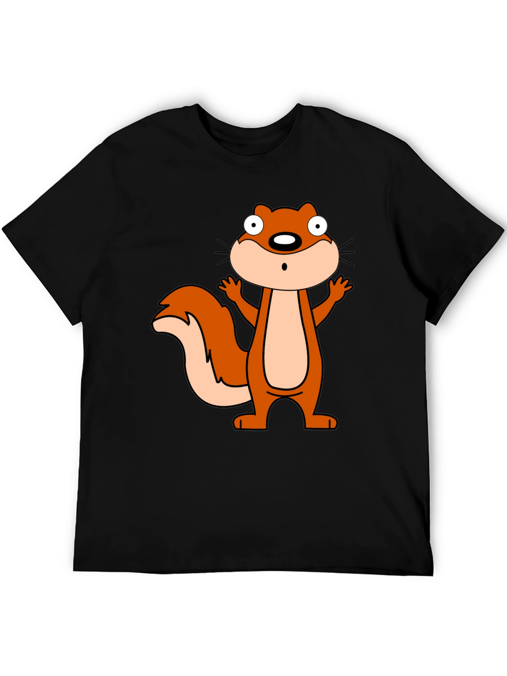 Cartoon Squirrel Graphic Black T-Shirt
