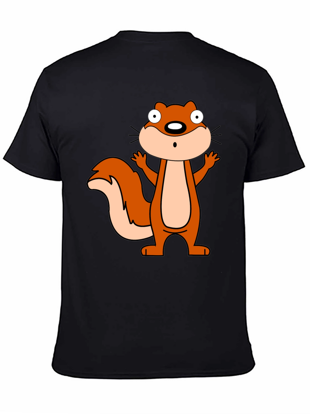 Cartoon Squirrel Graphic Black T-Shirt