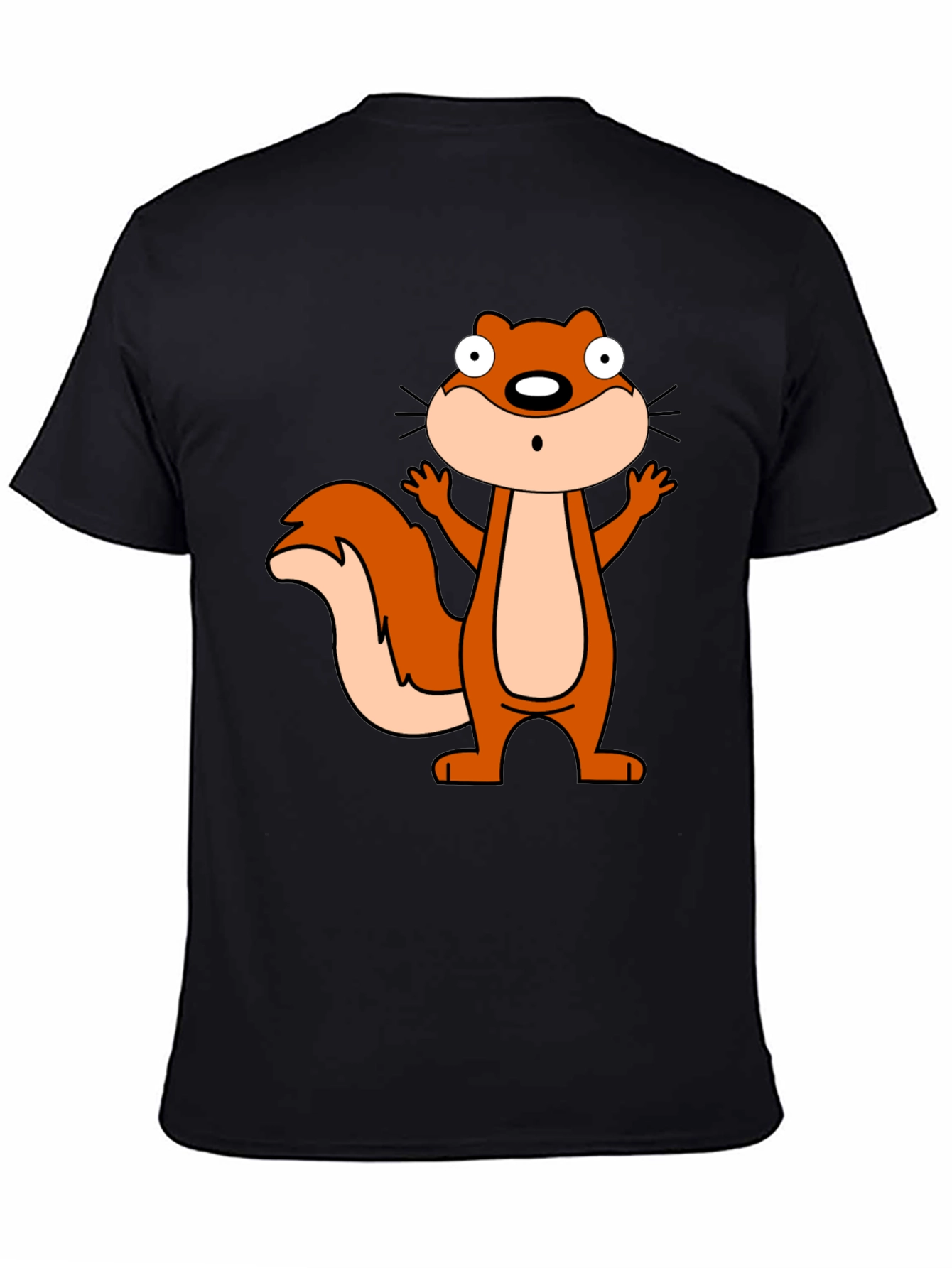 Cartoon Squirrel Graphic Black T-Shirt