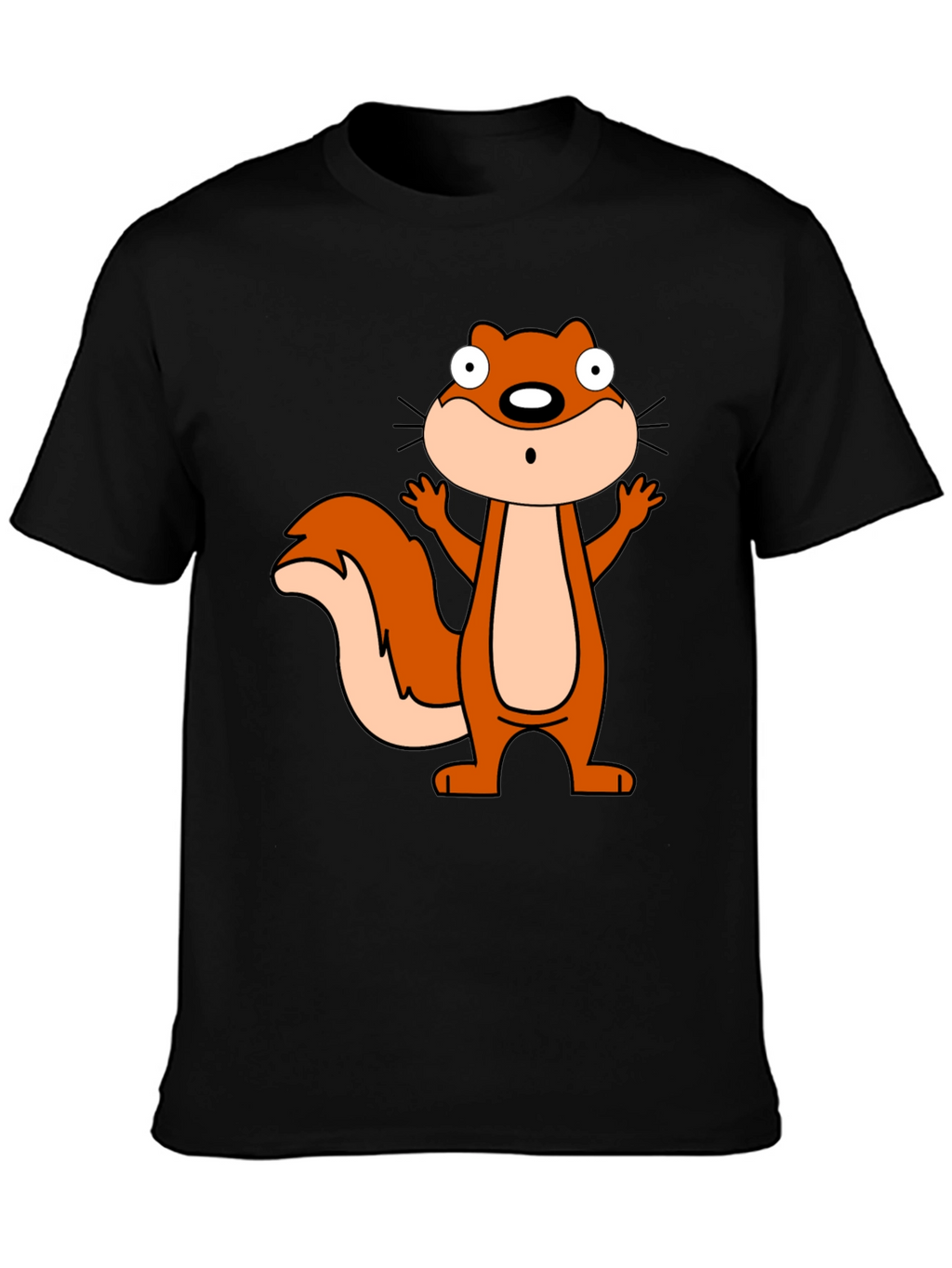 Cartoon Squirrel Graphic Black T-Shirt