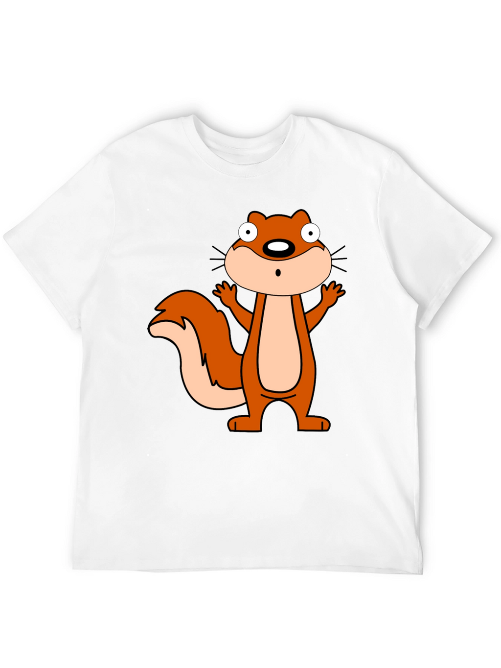 Cartoon Squirrel Graphic Black T-Shirt