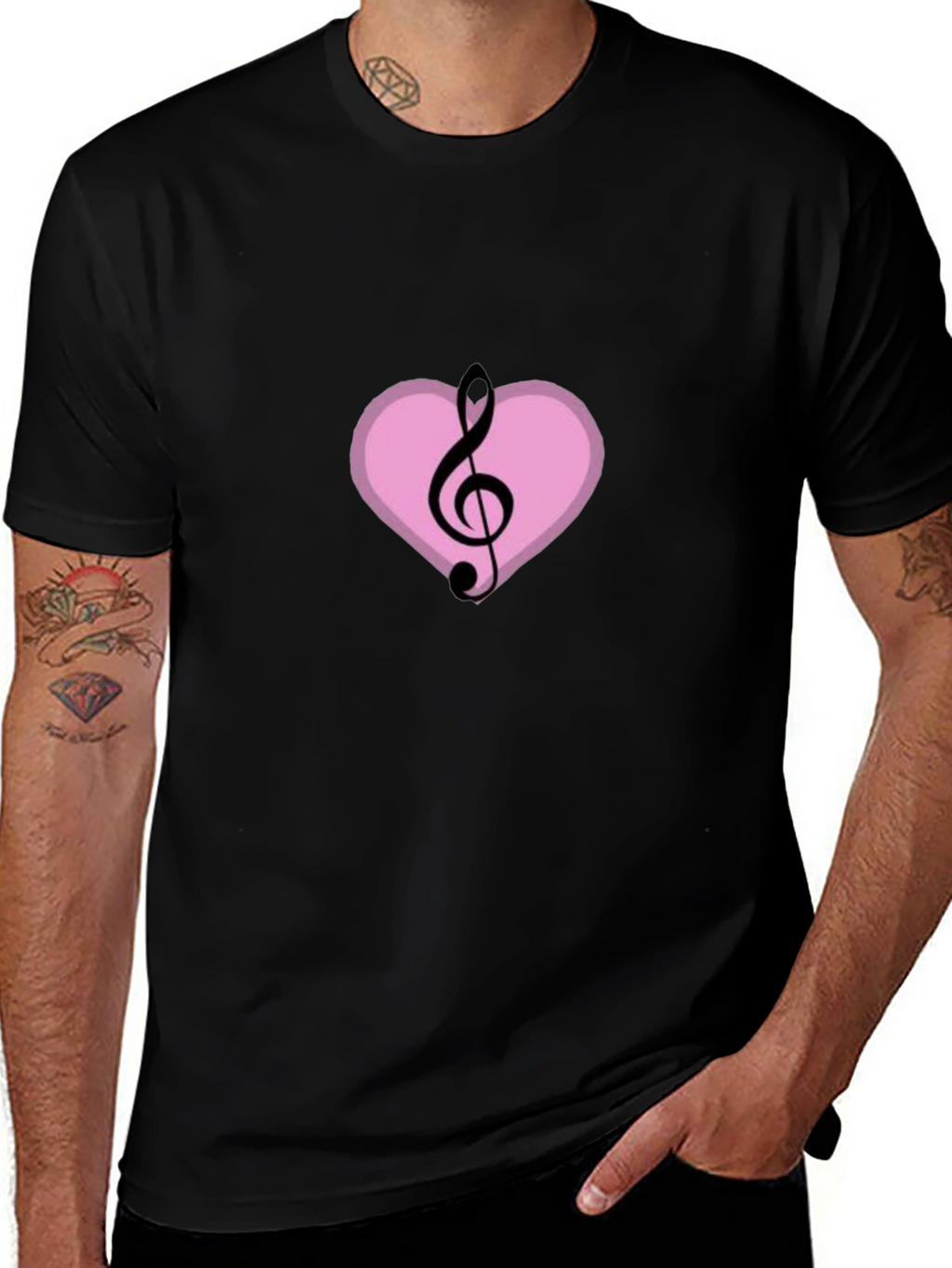 Musical Heart T-Shirt - Black Graphic Tee