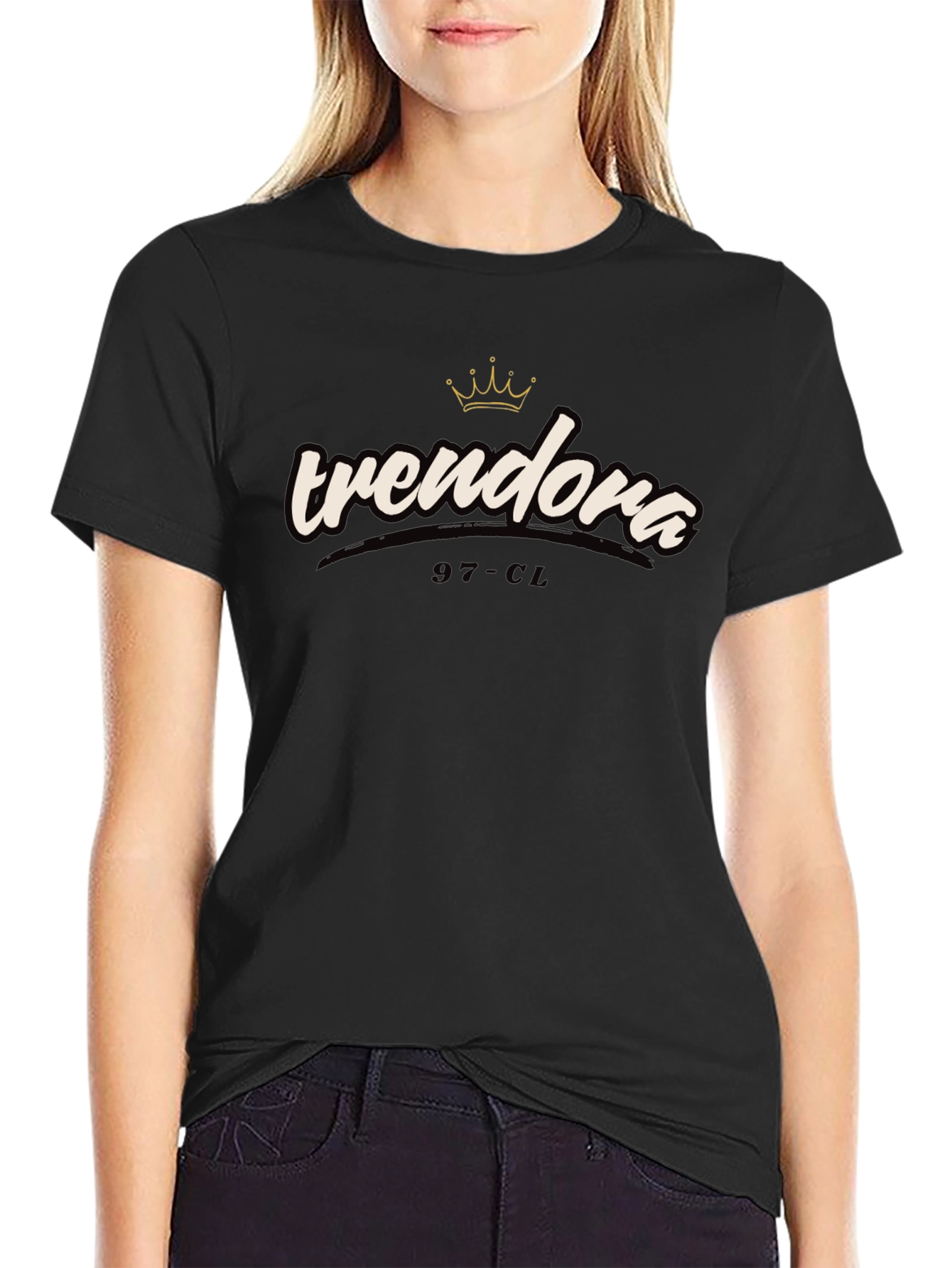 Trendora Black T-Shirt - Stylish Graphic Tee