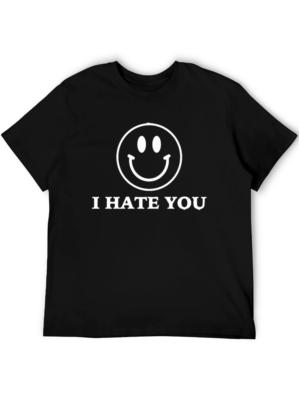 I Hate You Smiley Face Graphic Tee - Black