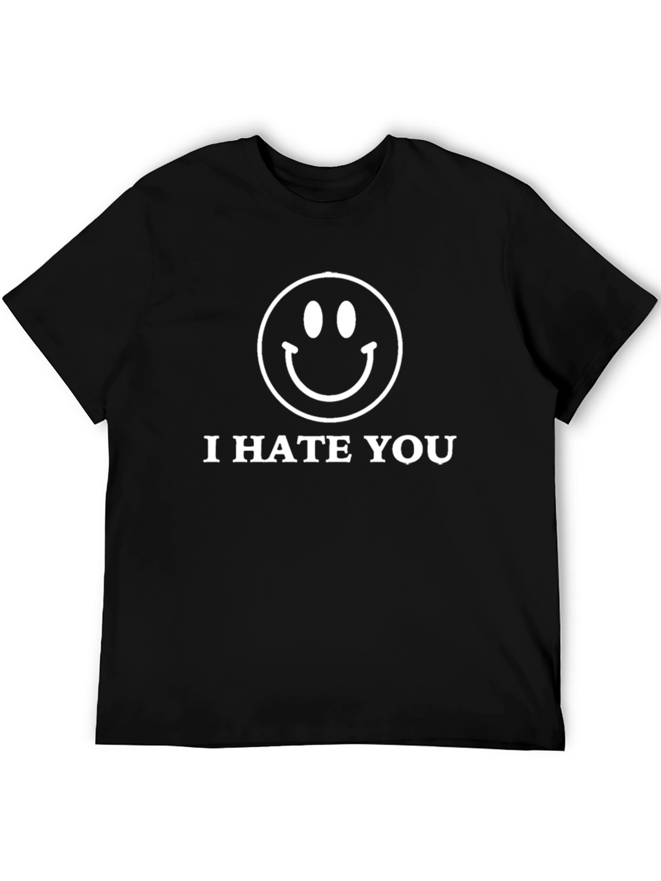I Hate You Smiley Face Graphic Tee - Black
