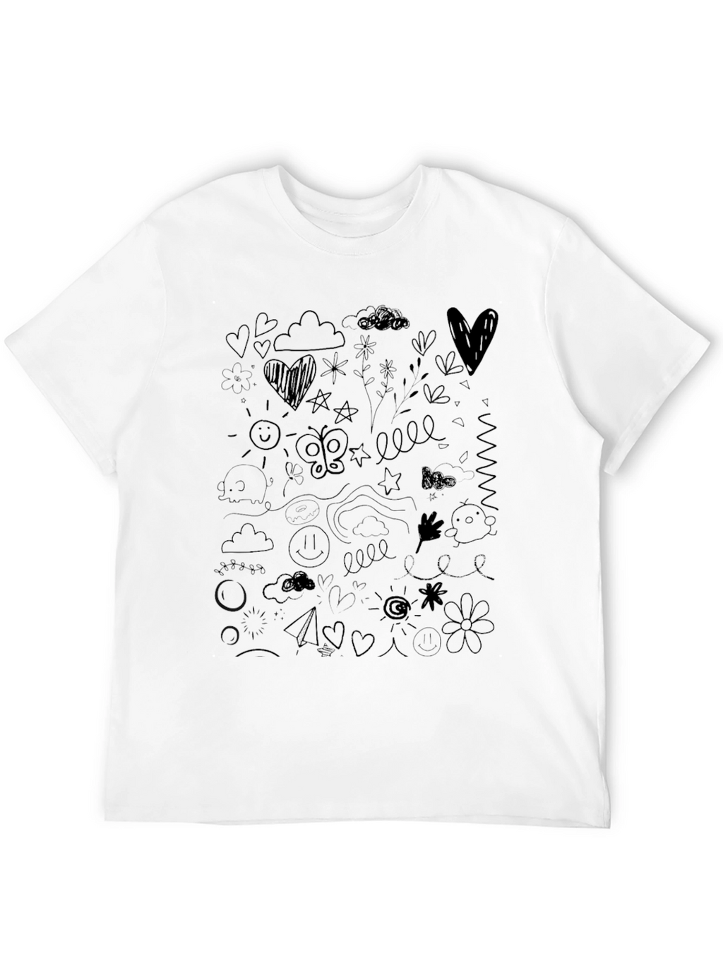 Doodle Art Black T-Shirt Casual Wear