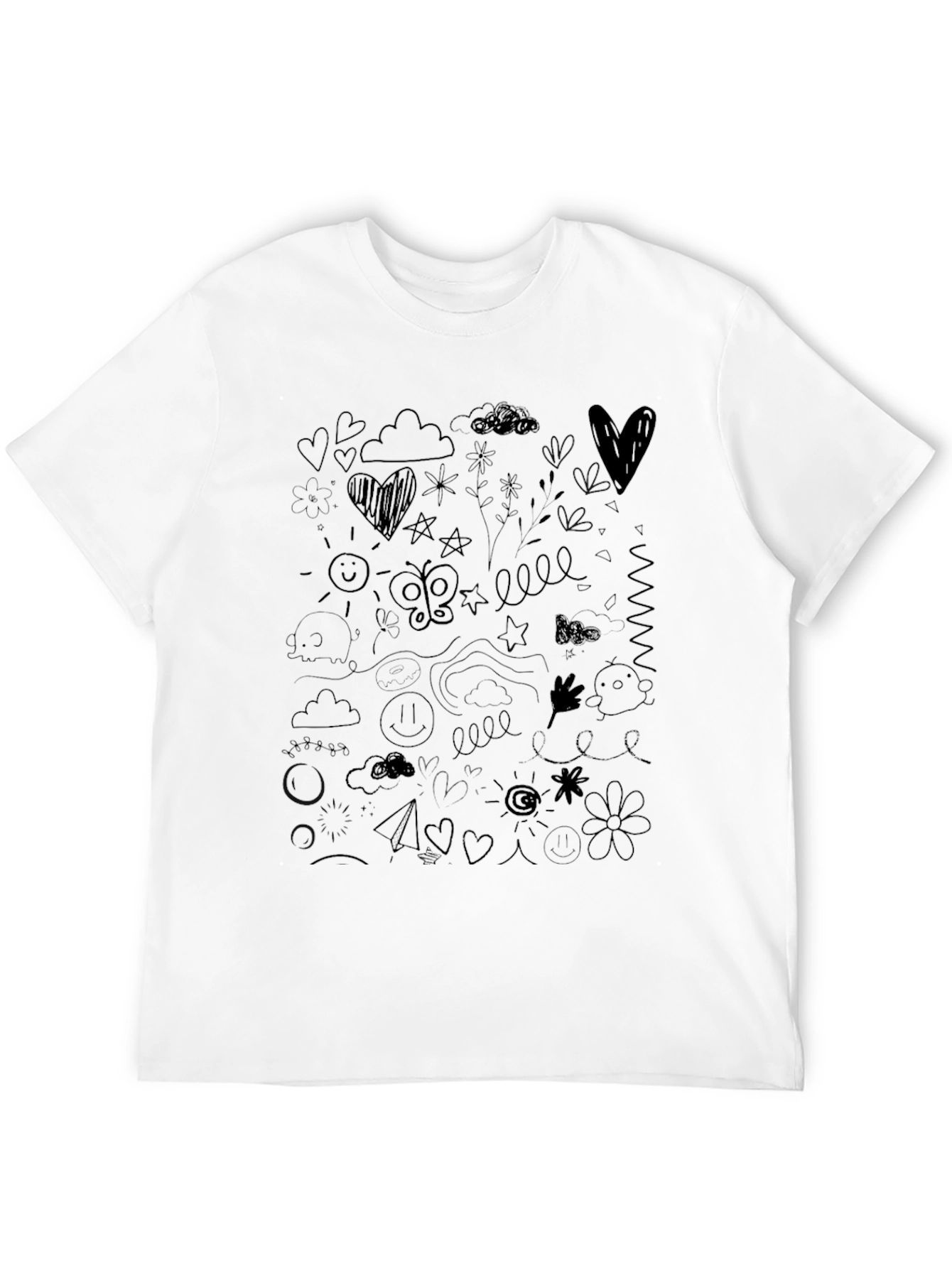 Doodle Art Black T-Shirt Casual Wear