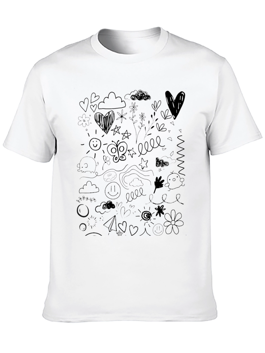 Doodle Art Black T-Shirt Casual Wear
