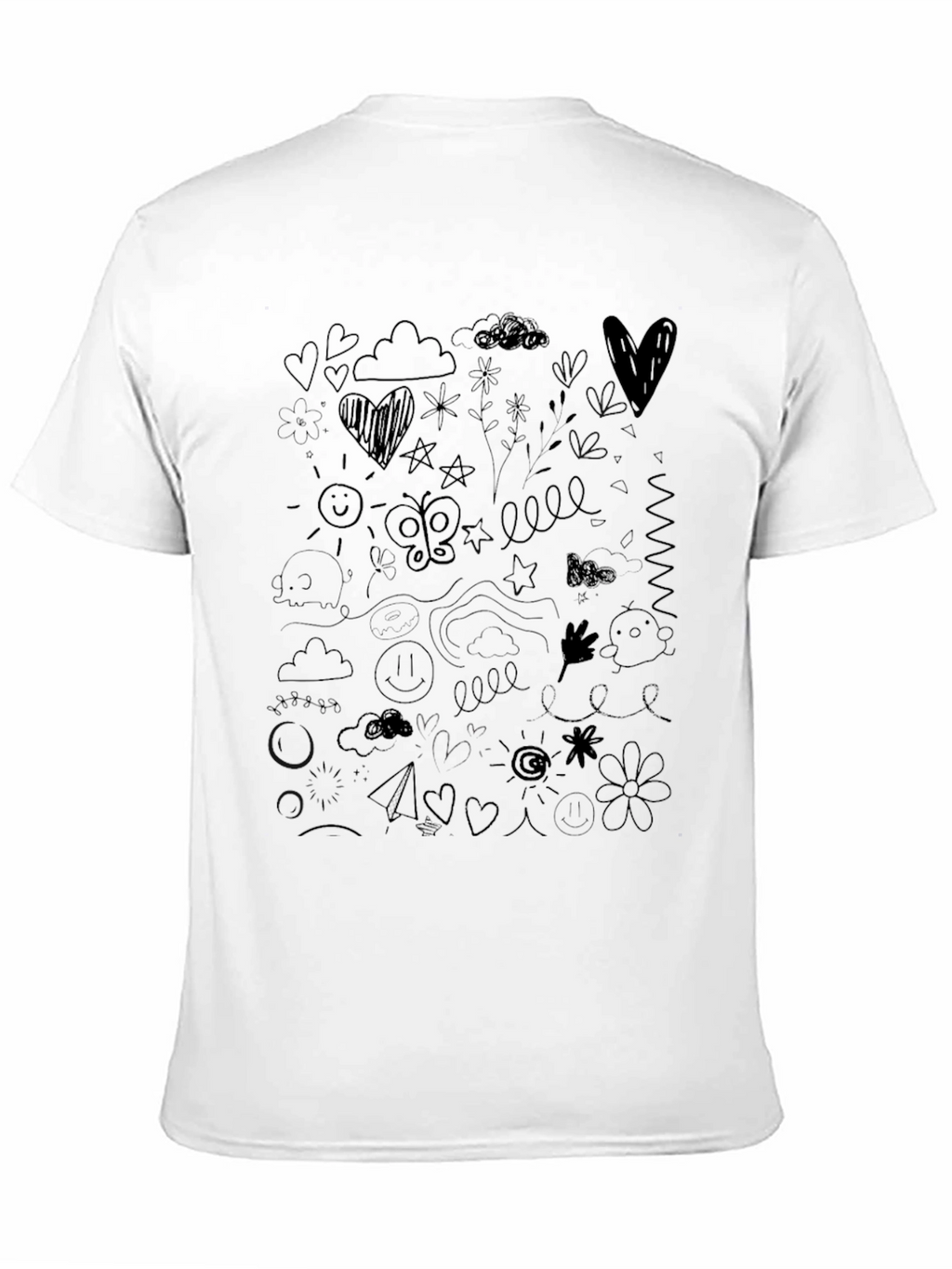 Doodle Art Black T-Shirt Casual Wear