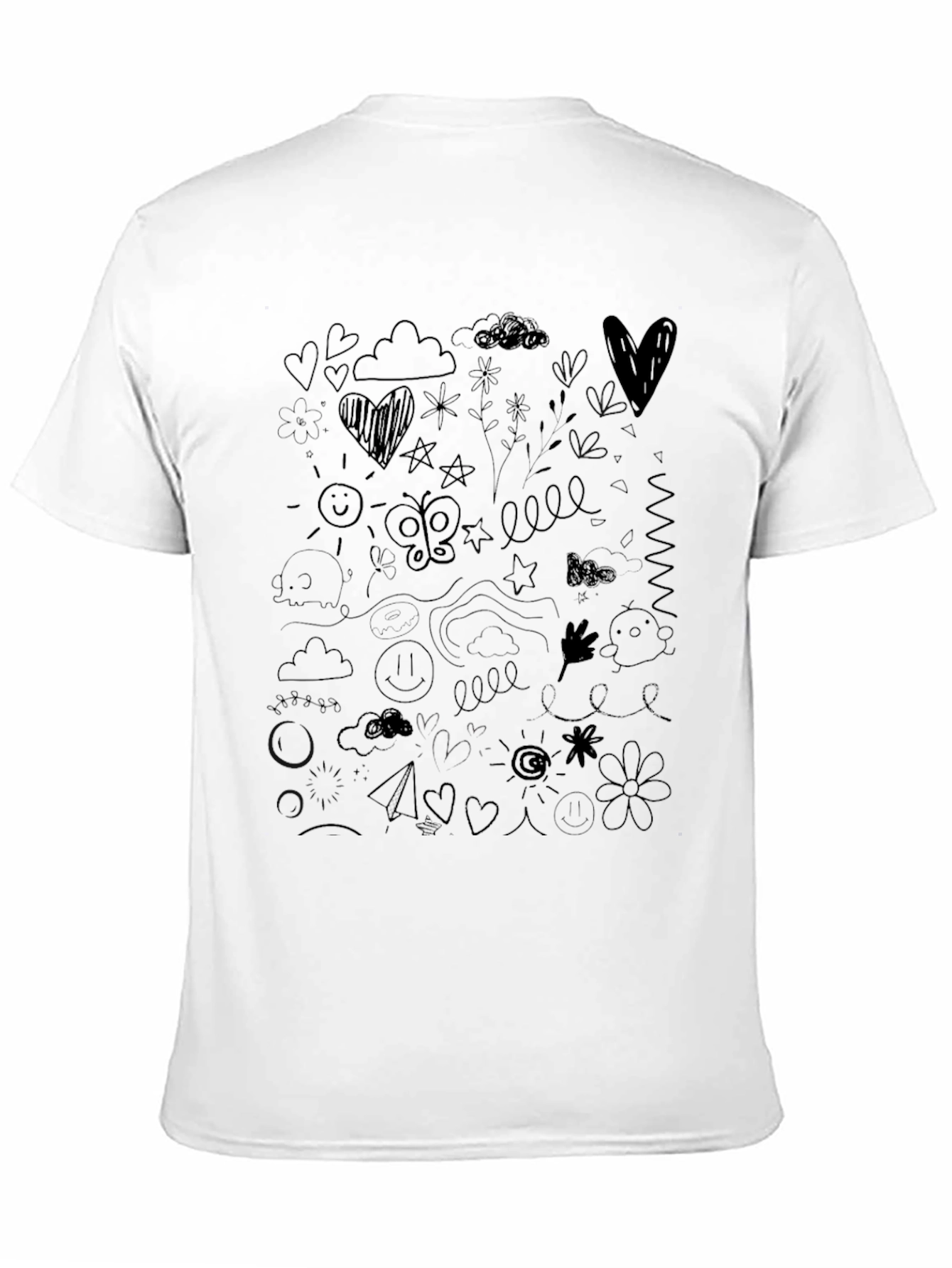 Doodle Art Black T-Shirt Casual Wear