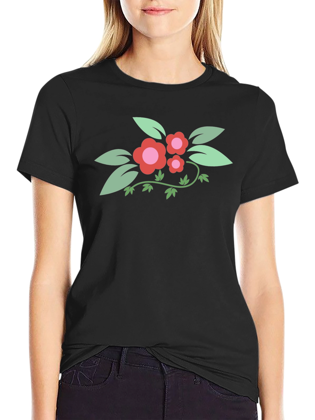 Floral Graphic Black T-Shirt - Stylish Casual Wear