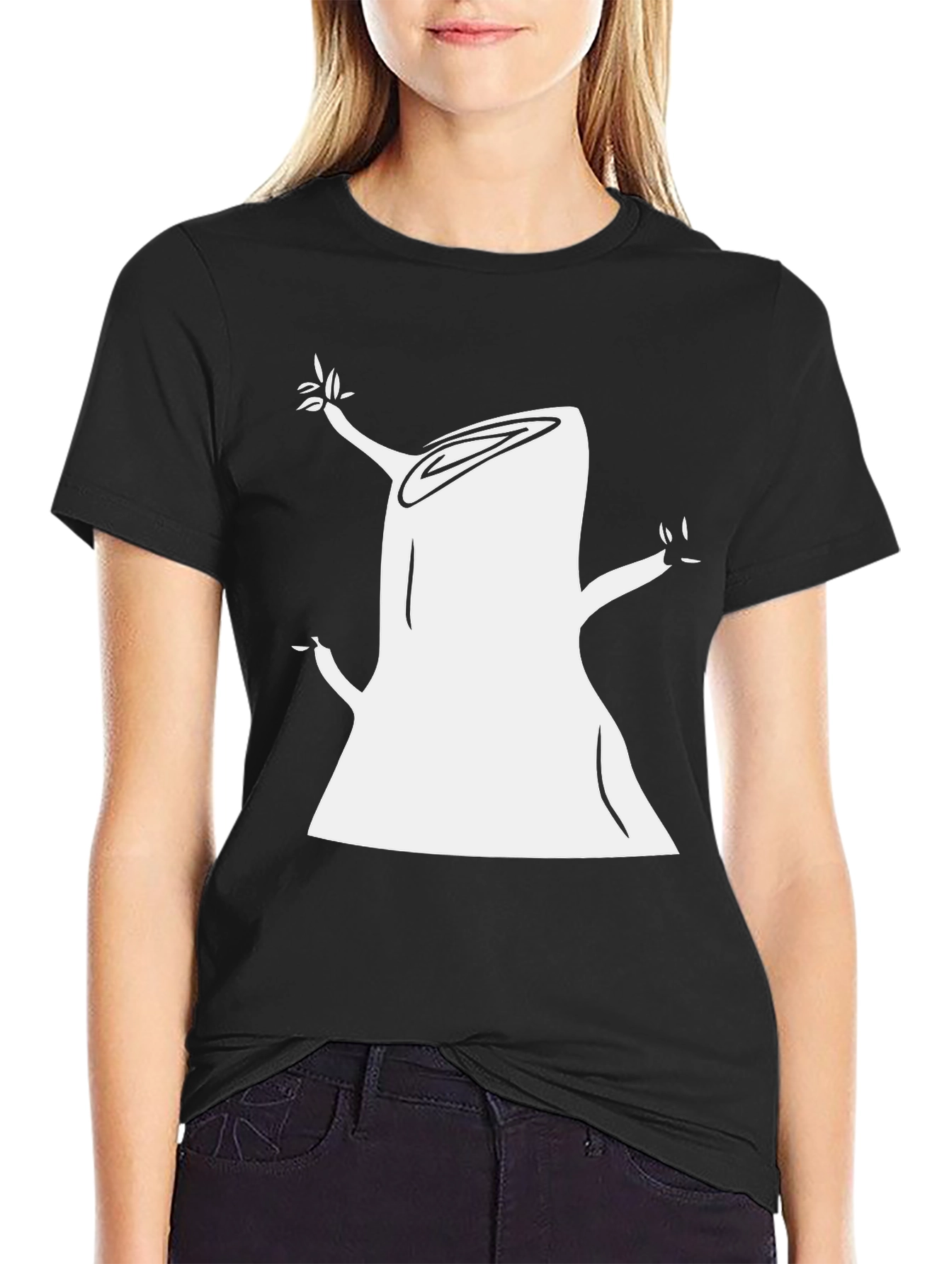 Tree Stump Graphic Tee - Black Cotton T-Shirt