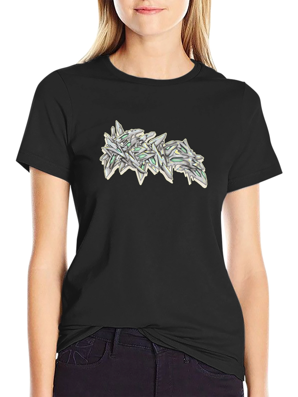 Urban Style Graphic Print Black T-Shirt