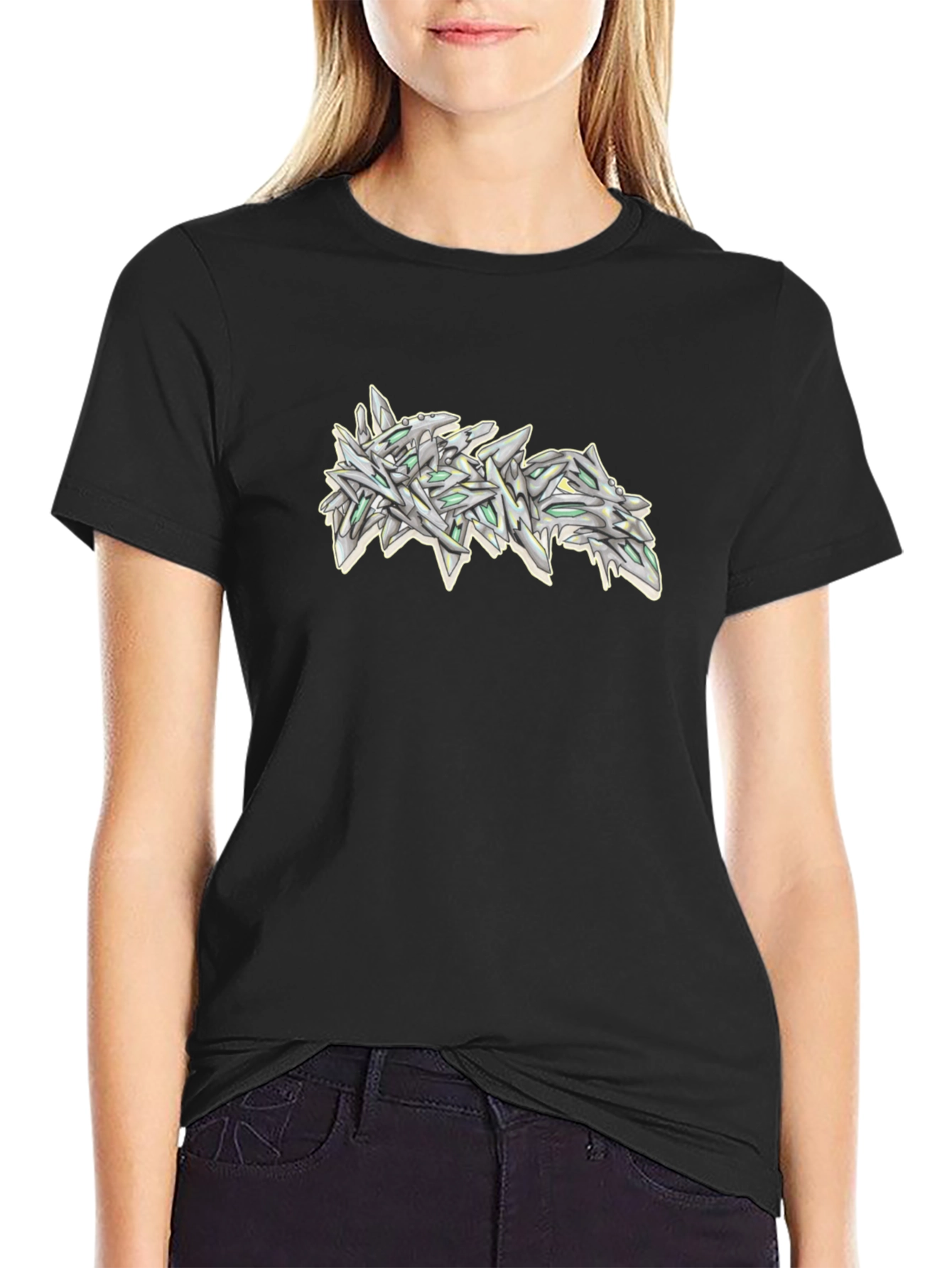 Urban Style Graphic Print Black T-Shirt