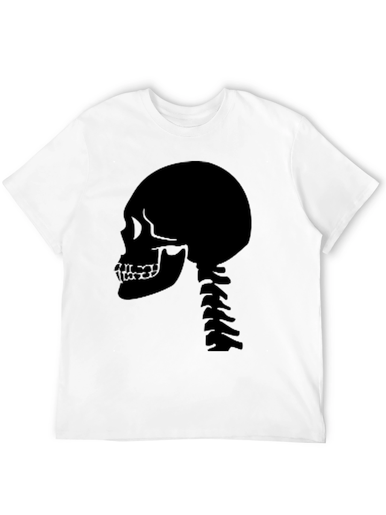 Skull Spine Graphic Tee - Black Cotton Casual
