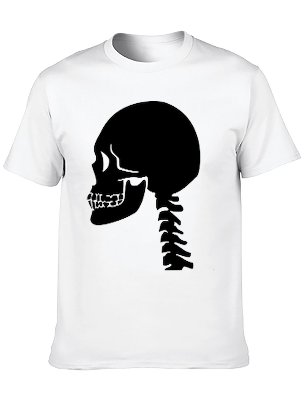 Skull Spine Graphic Tee - Black Cotton Casual