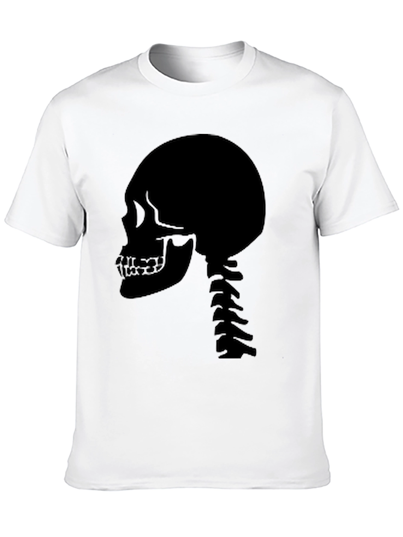 Skull Spine Graphic Tee - Black Cotton Casual