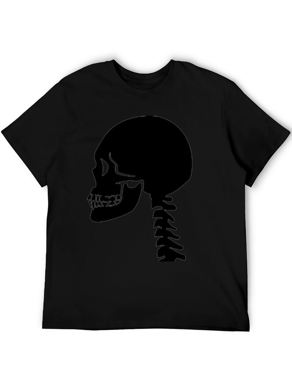 Skull Spine Graphic Tee - Black Cotton Casual