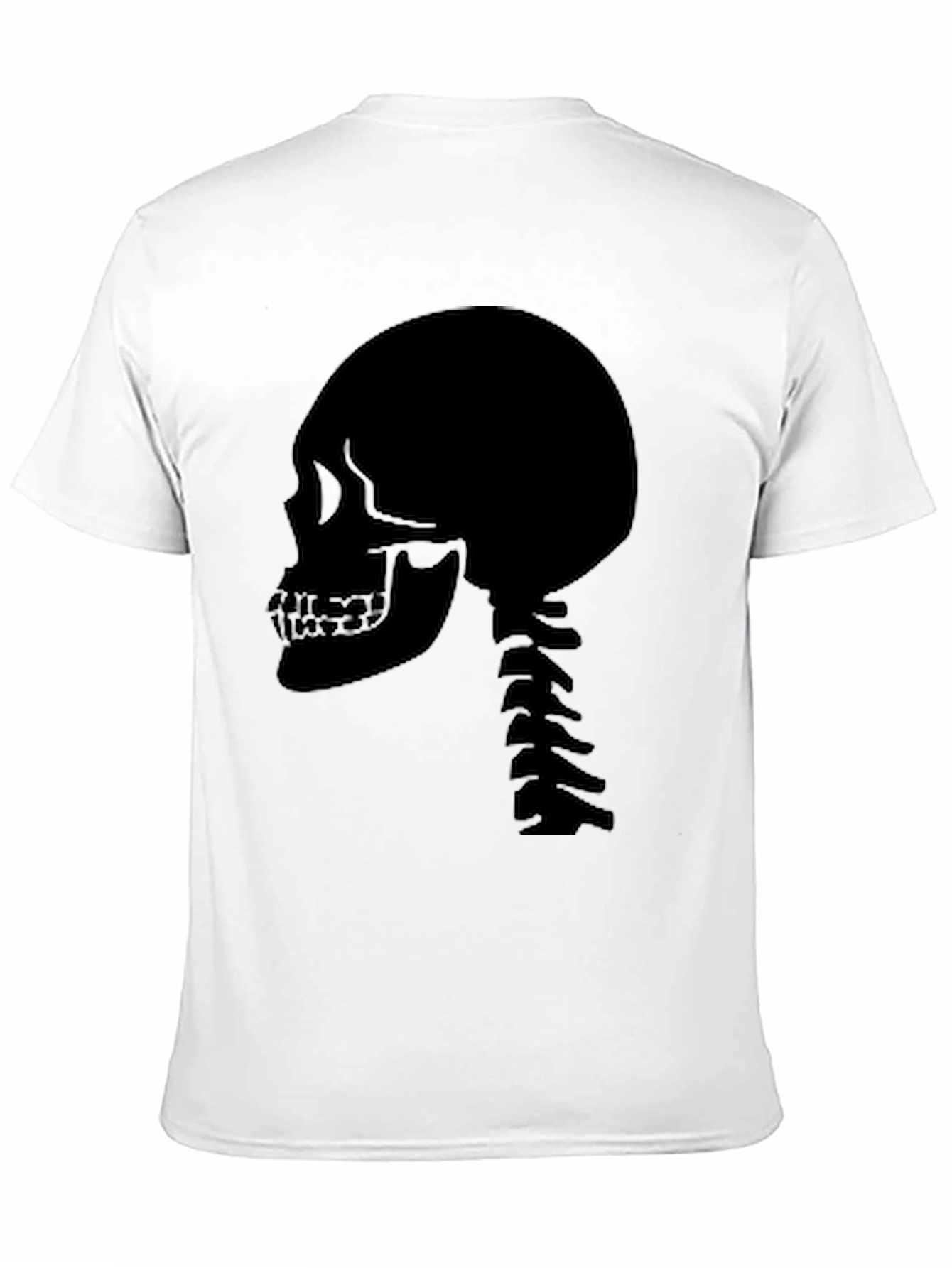 Skull Spine Graphic Tee - Black Cotton Casual