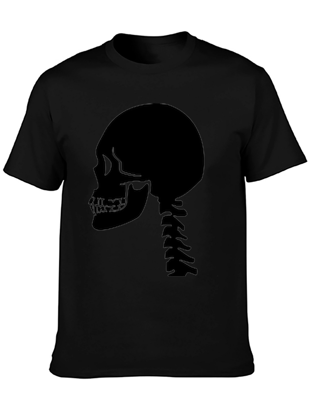 Skull Spine Graphic Tee - Black Cotton Casual