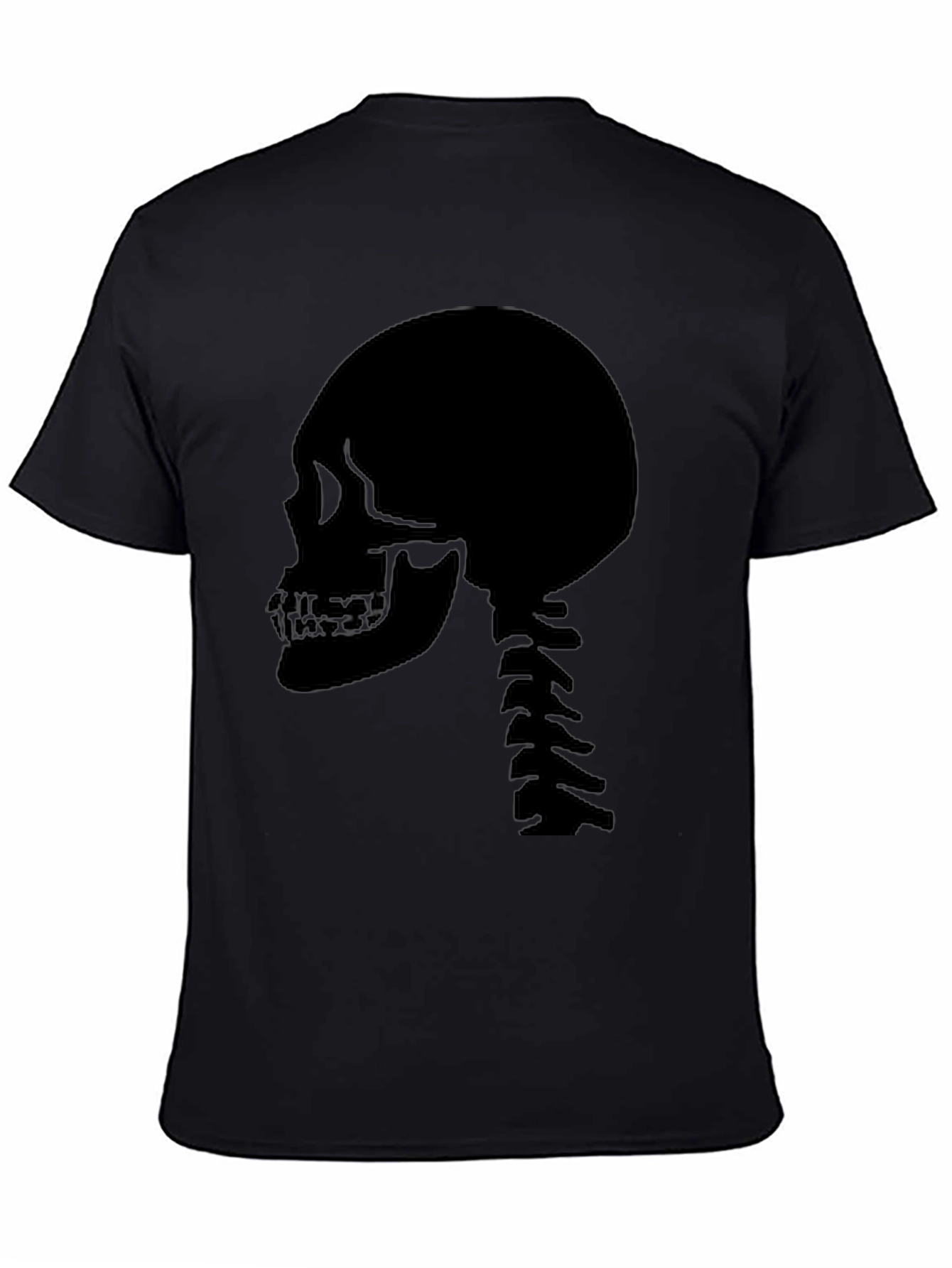 Skull Spine Graphic Tee - Black Cotton Casual
