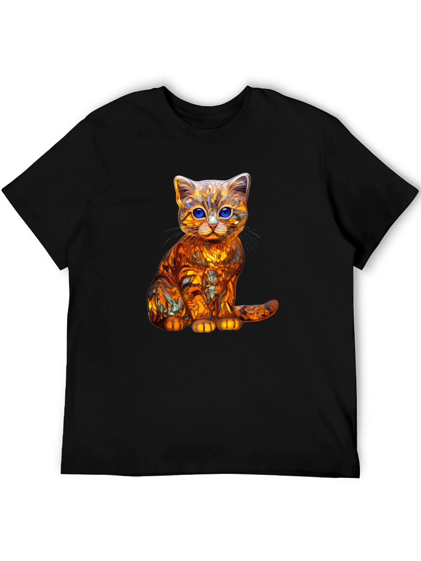 Cat Art Graphic T-Shirt - Stylish Mens Crew Neck Tee