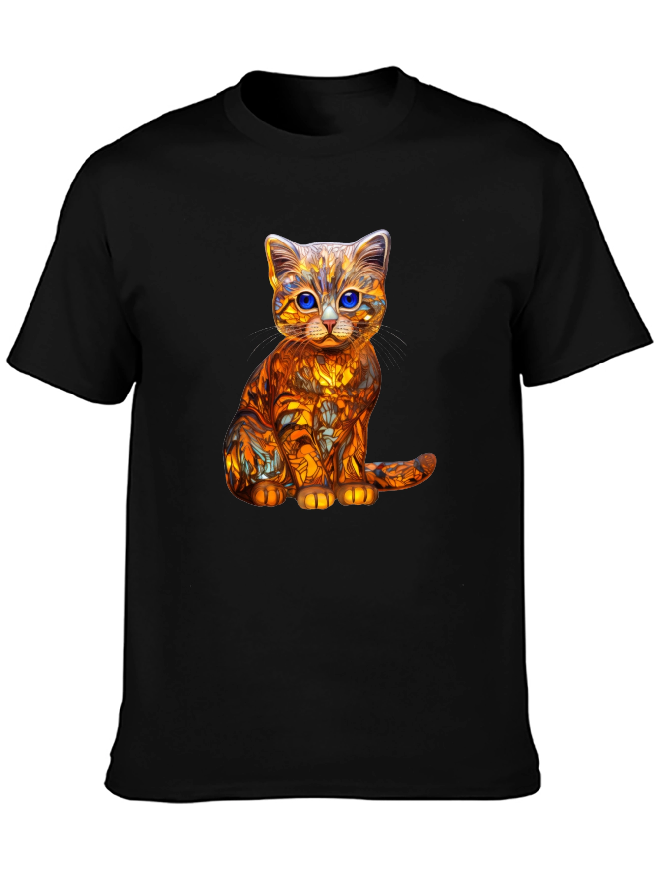 Cat Art Graphic T-Shirt - Stylish Mens Crew Neck Tee