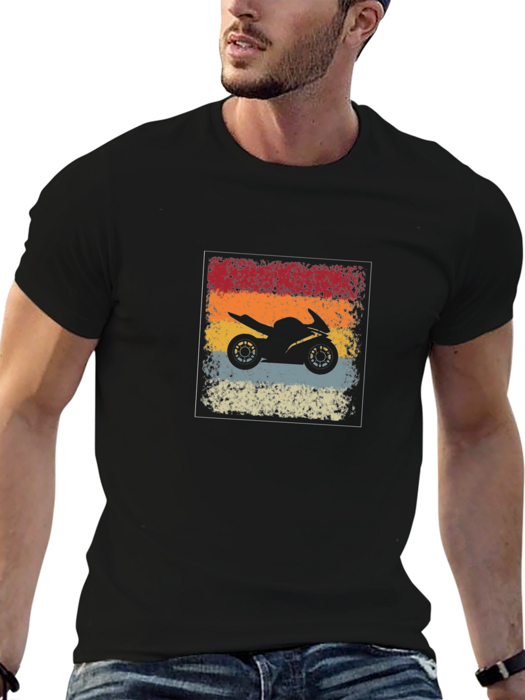 Retro Motorcycle Graphic Tee - Rider Style