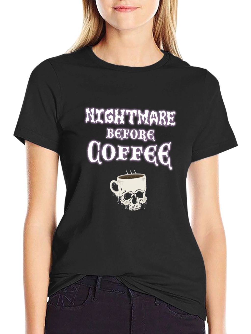 Nightmare Before Coffee Skull T-Shirt - Black