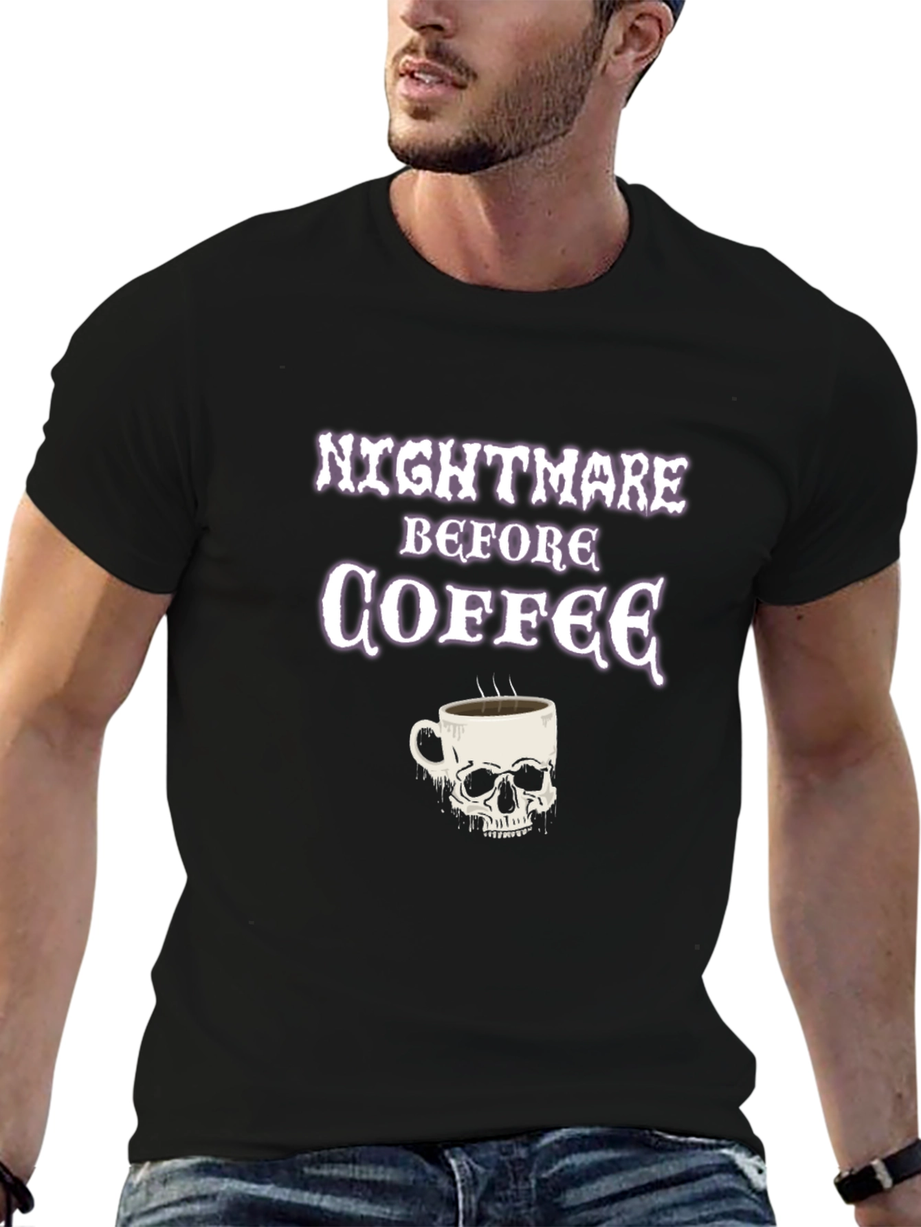Nightmare Before Coffee Skull T-Shirt - Black