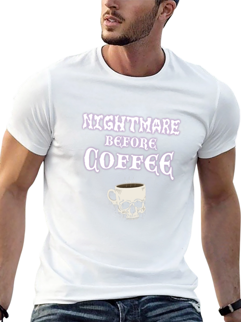 Nightmare Before Coffee Skull T-Shirt - Black