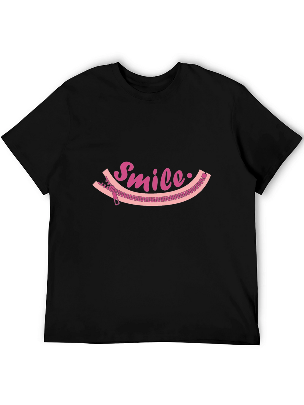 Smile Zipper Graphic Tee - Unique Fun Design