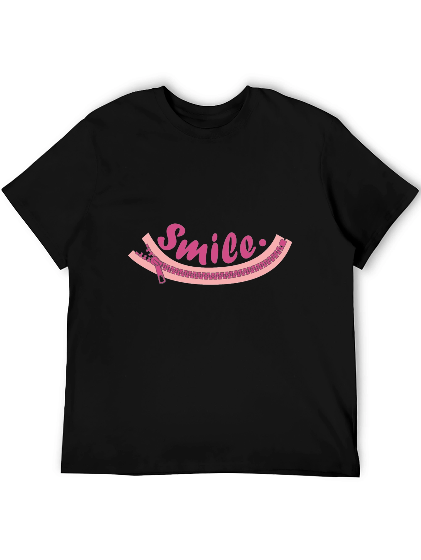 Smile Zipper Graphic Tee - Unique Fun Design