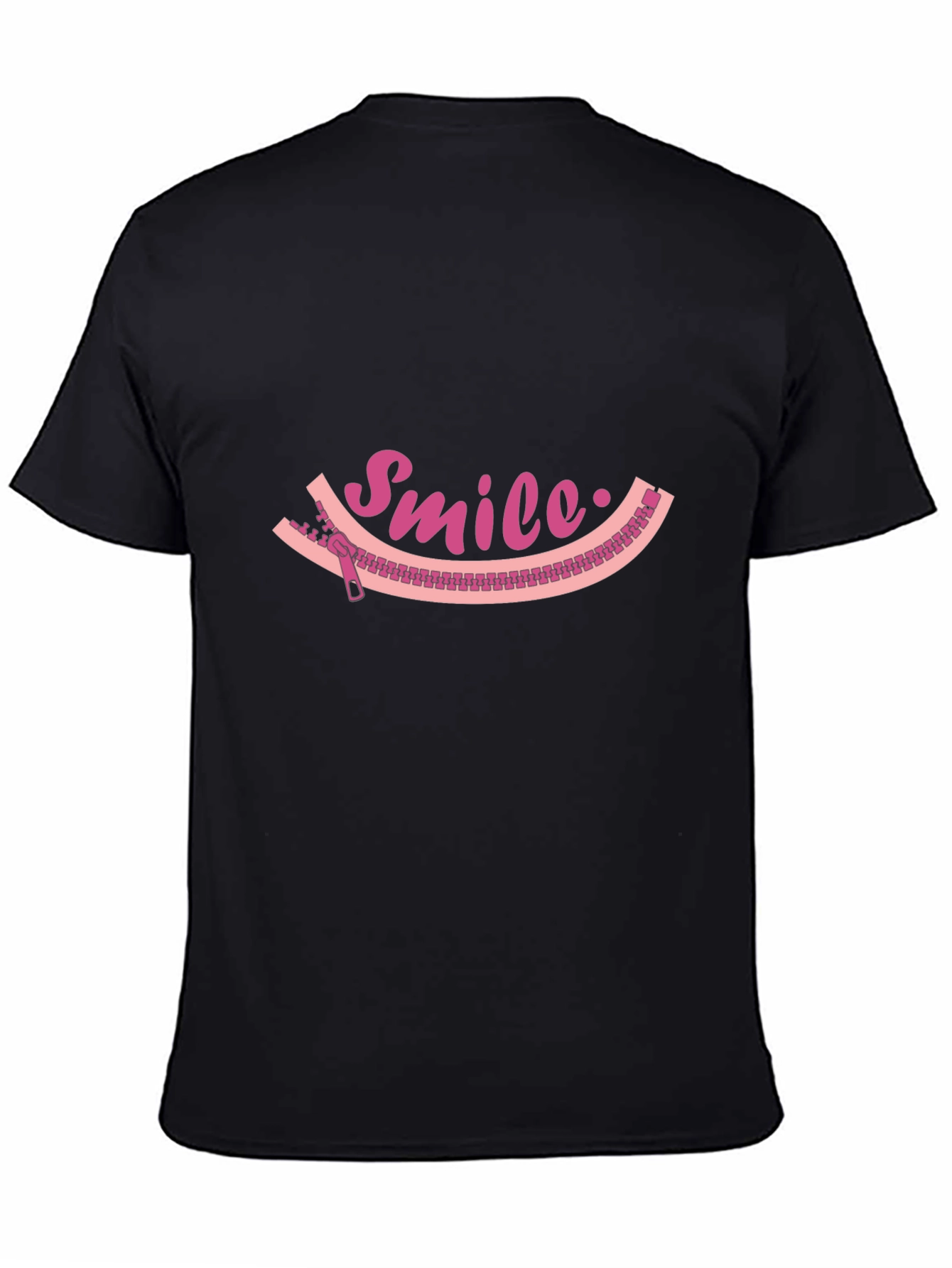 Smile Zipper Graphic Tee - Unique Fun Design