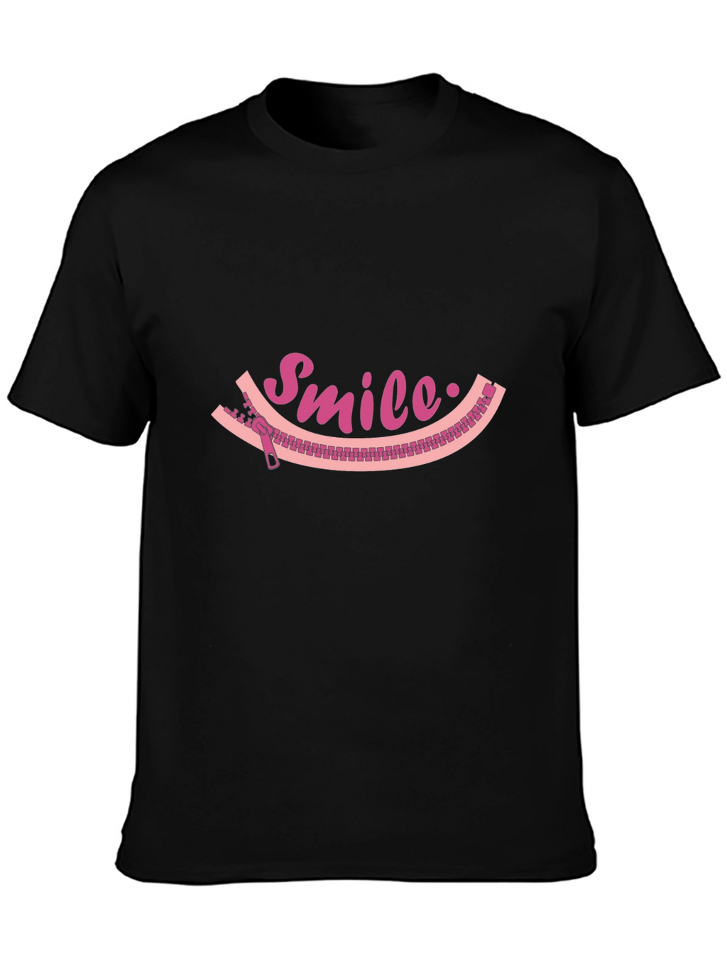 Smile Zipper Graphic Tee - Unique Fun Design