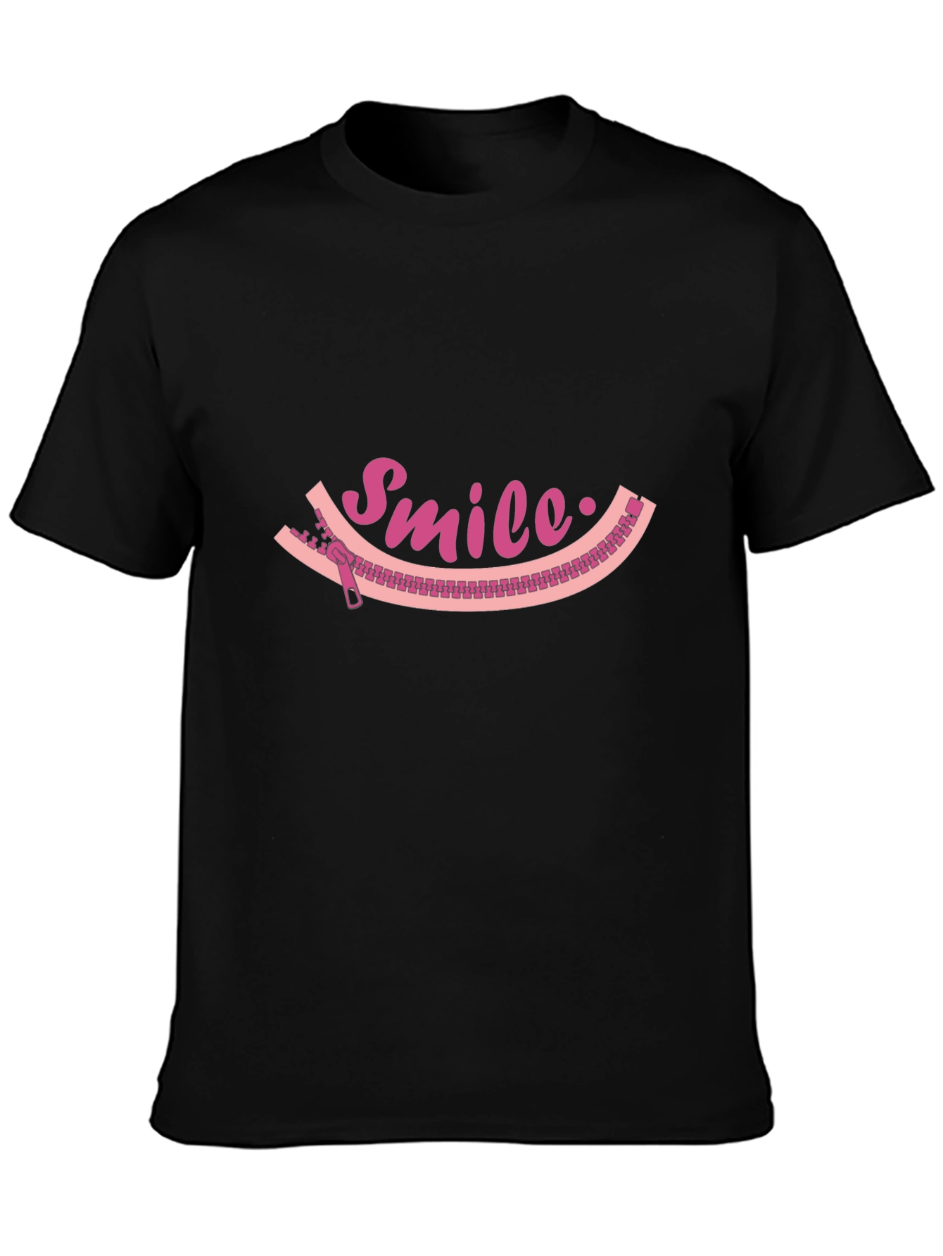 Smile Zipper Graphic Tee - Unique Fun Design